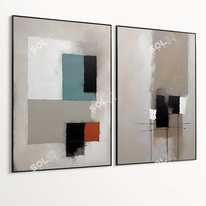 Plaster Dual Photo Frame & Materials 3D model image 5