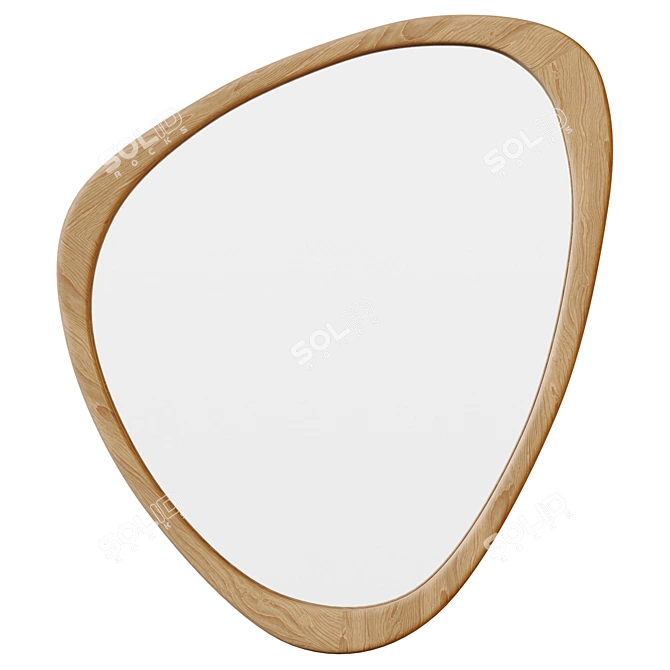 Asymmetric Pine Wood Wall Mirror 3D model image 1