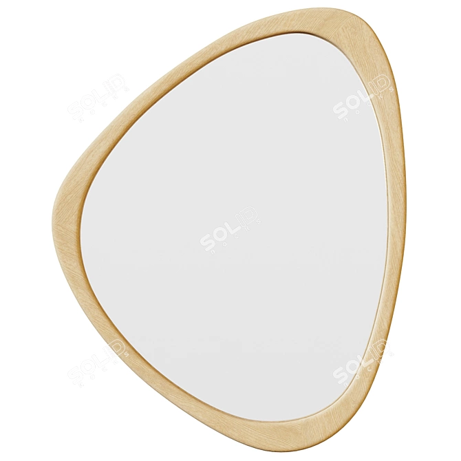 Asymmetric Pine Wood Wall Mirror 3D model image 2