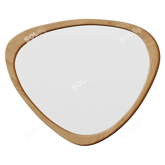 Asymmetric Pine Wood Wall Mirror 3D model image 3