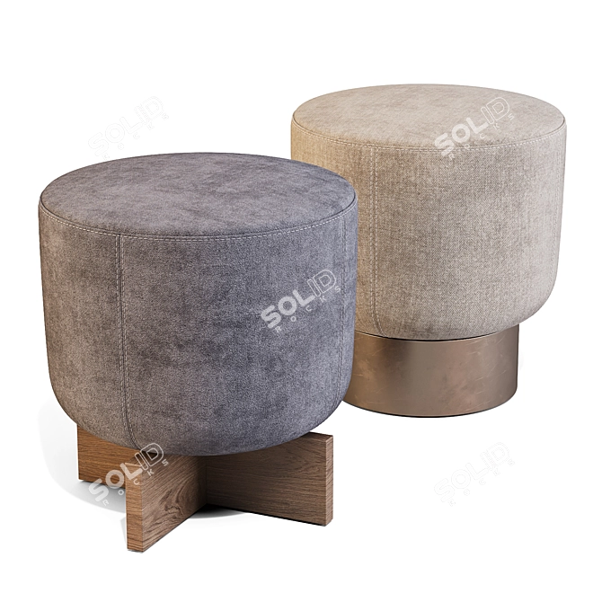 Modern Italian Pouf Set, Belt and Cross 3D model image 4