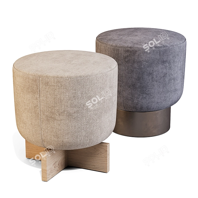 Modern Italian Pouf Set, Belt and Cross 3D model image 5