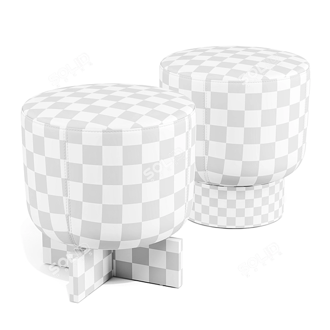 Modern Italian Pouf Set, Belt and Cross 3D model image 6