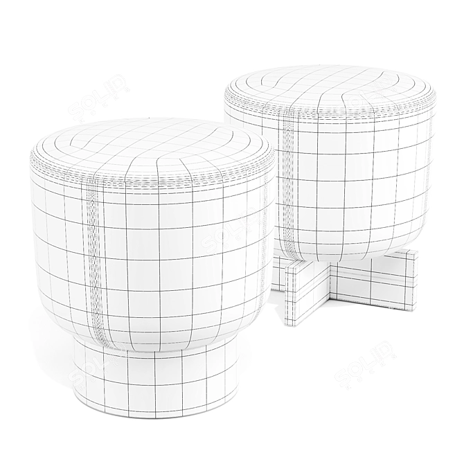 Modern Italian Pouf Set, Belt and Cross 3D model image 7