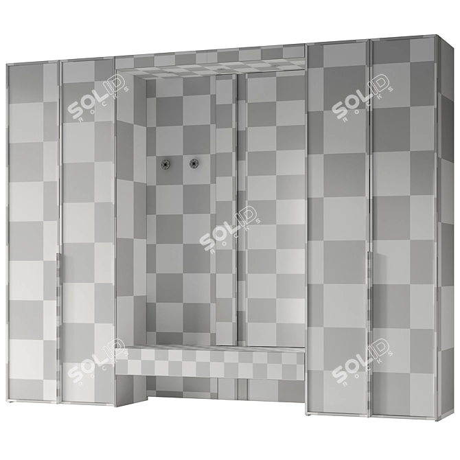 Beige Wood Finish Hallway Furniture 3D model image 5