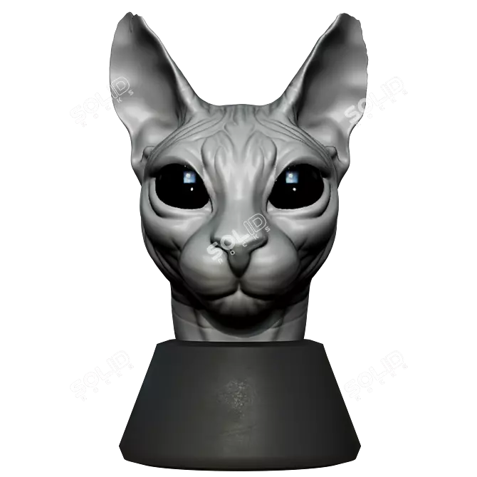 Sphinx Cat Head Figurine Decor 3D model image 1