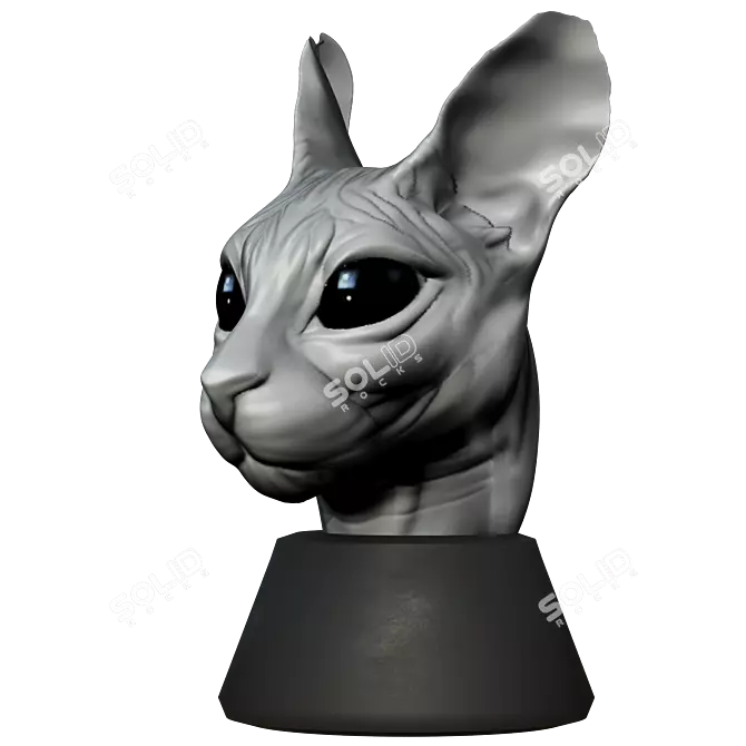 Sphinx Cat Head Figurine Decor 3D model image 2