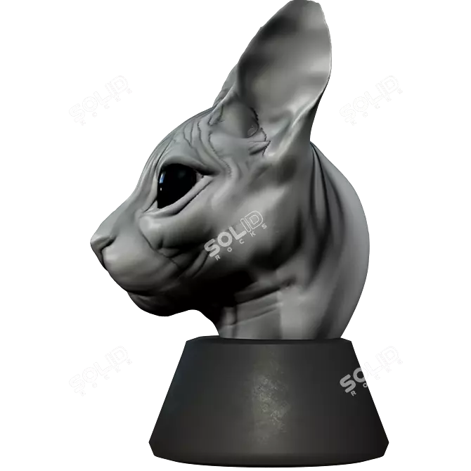 Sphinx Cat Head Figurine Decor 3D model image 3