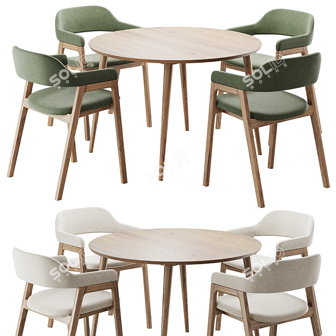 Modern Dining Chair and Table 3D model image 1