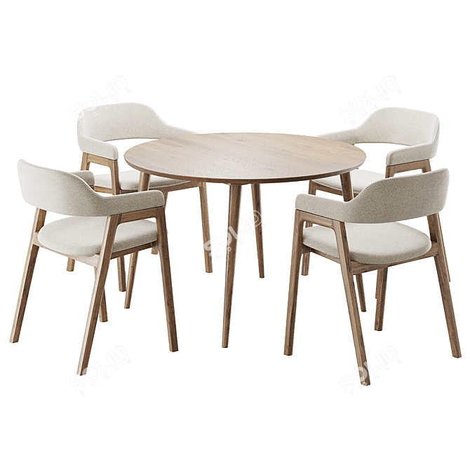 Modern Dining Chair and Table 3D model image 3