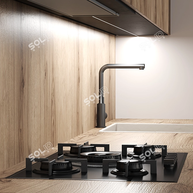 Sleek Modular Kitchen Design 3D model image 3