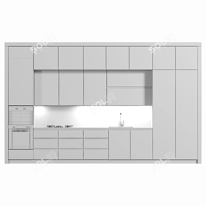 Sleek Modular Kitchen Design 3D model image 5