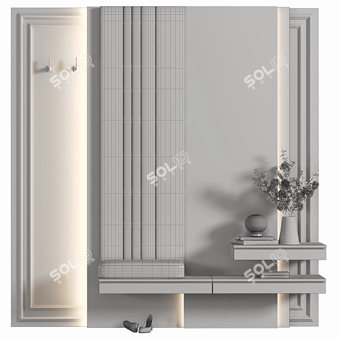 Modern Wood Hallway Storage Unit 3D model image 4