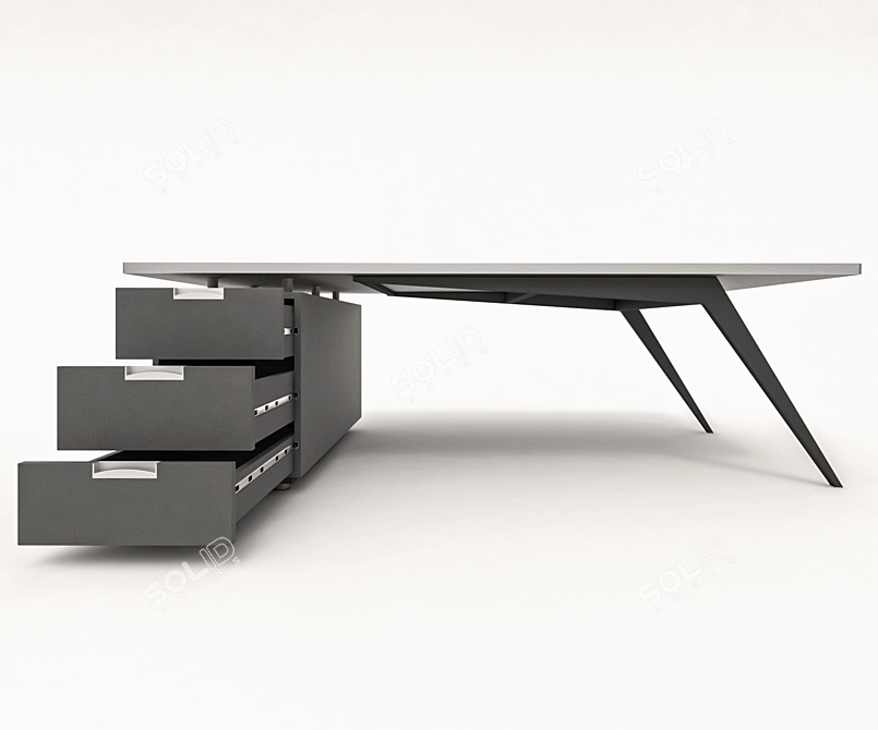 Modern 3-Drawer Table 3D model image 1