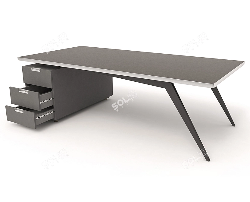 Modern 3-Drawer Table 3D model image 2