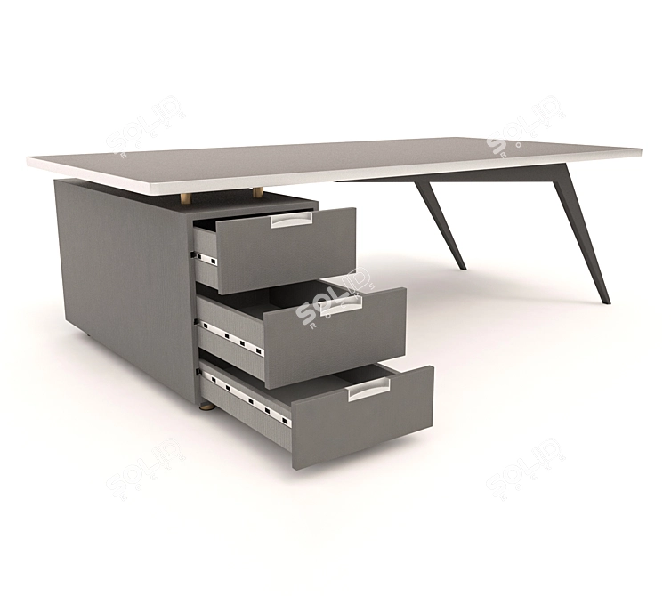 Modern 3-Drawer Table 3D model image 4