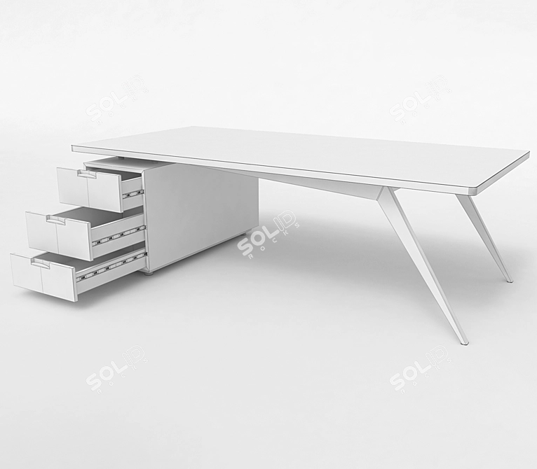 Modern 3-Drawer Table 3D model image 5