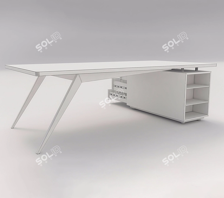 Modern 3-Drawer Table 3D model image 6