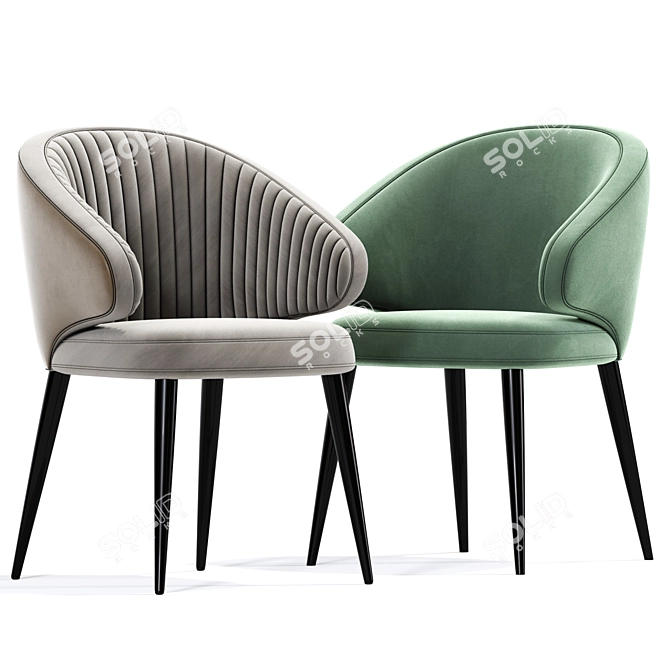  Sleek Harlow Black Dining Chair 3D model image 2