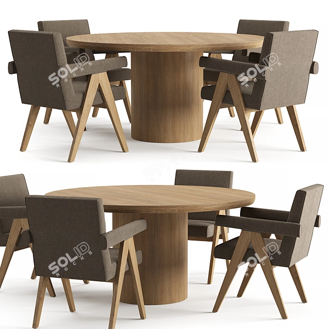 Padua Round Dining Table Set 3D model image 1