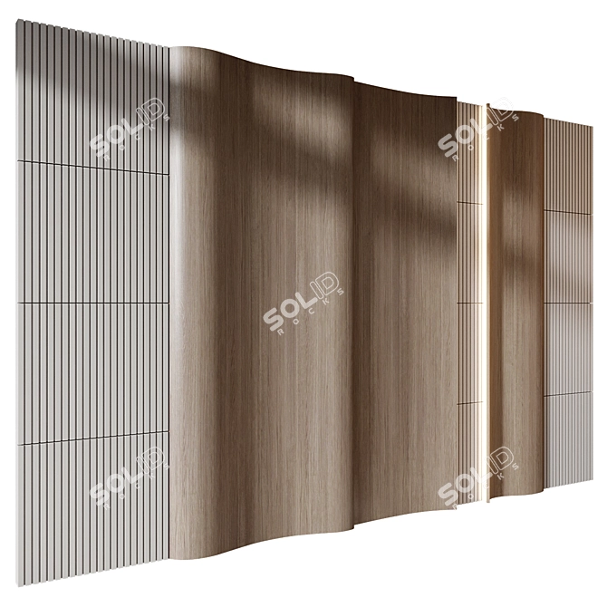 Natural Wood Wall Panel 0100 3D model image 1