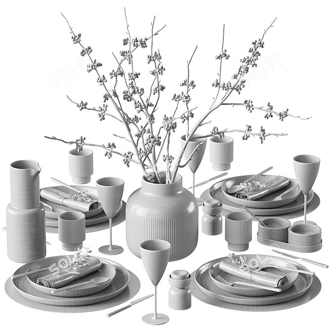 Elegant Tableware Set 2018 3D model image 4