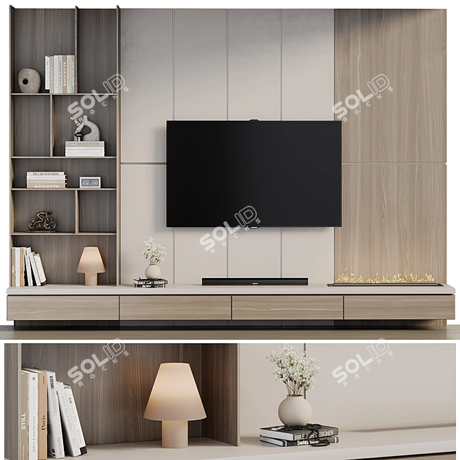 Modern TV Wall Collection Luxury 3D model image 1