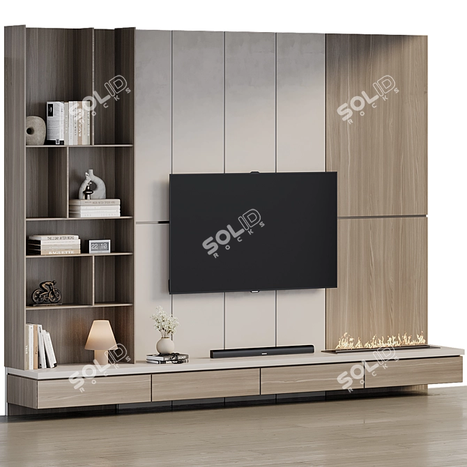 Modern TV Wall Collection Luxury 3D model image 2