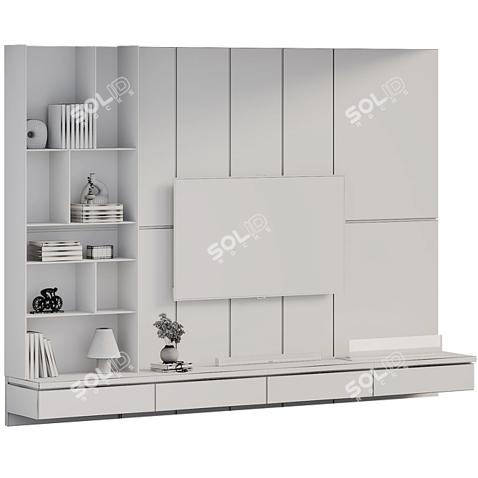 Modern TV Wall Collection Luxury 3D model image 5