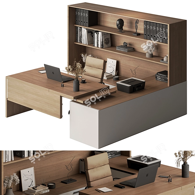 Executive Desk - Office Furniture 3D model image 2