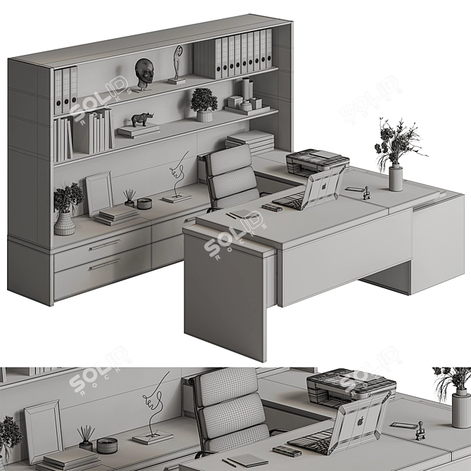 Executive Desk - Office Furniture 3D model image 5