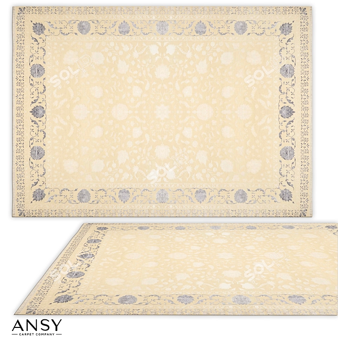 Handmade Rajastan Neo-Classical Area Rug 3D model image 1