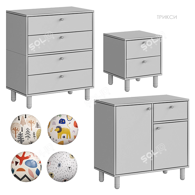 Trixi-1 Kids Bedside Table 3D model image 15