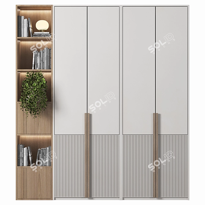 Luxury Wood Wardrobe 3D Model 3D model image 1