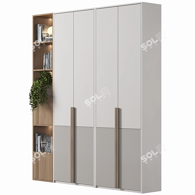 Luxury Wood Wardrobe 3D Model 3D model image 2