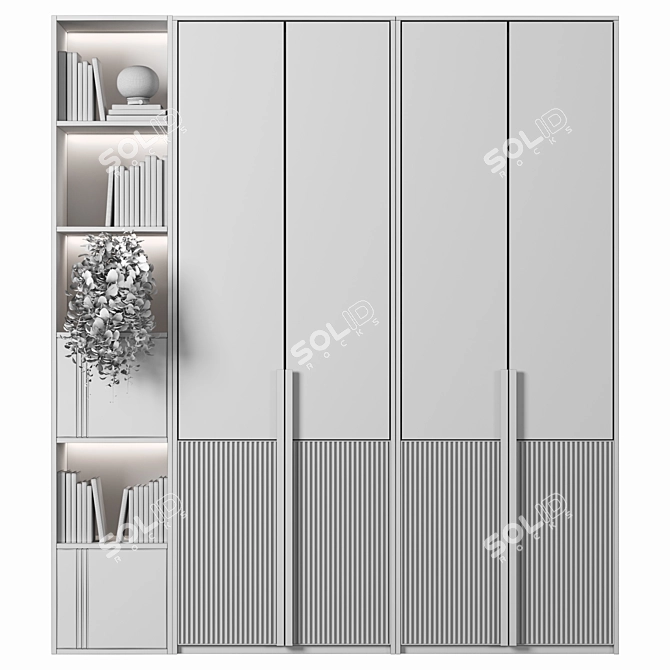 Luxury Wood Wardrobe 3D Model 3D model image 4