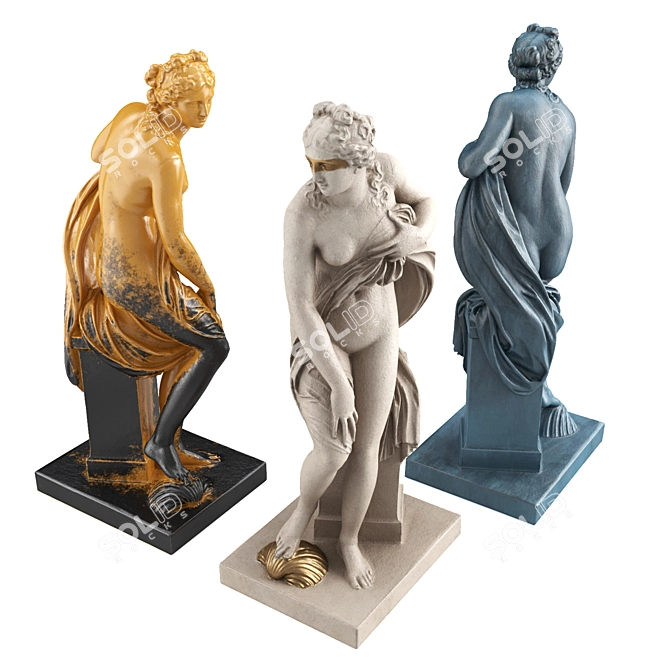 Elegant Venus Waves Sculpture 3D model image 5