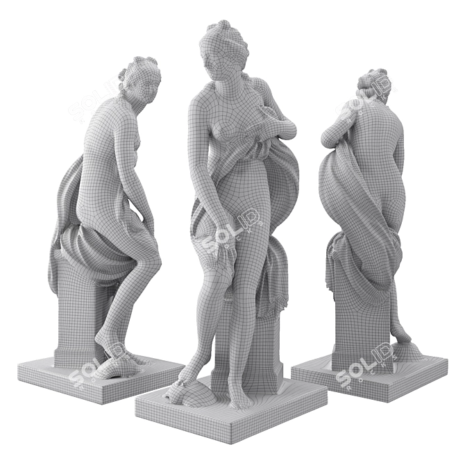 Elegant Venus Waves Sculpture 3D model image 6