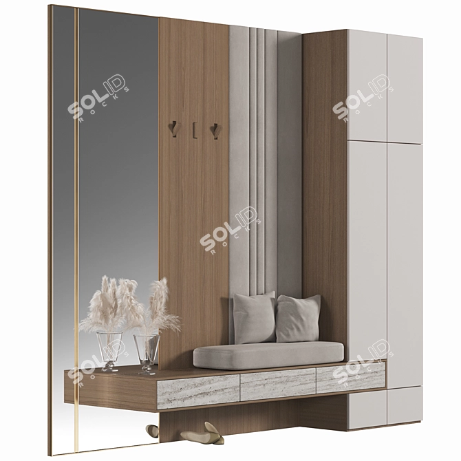 Premium Wood Wardrobe Furniture 3D model image 1