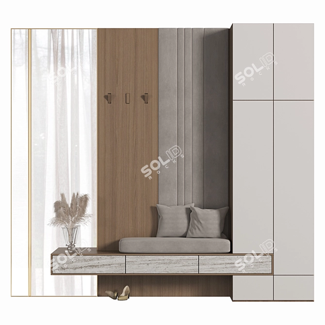 Premium Wood Wardrobe Furniture 3D model image 2