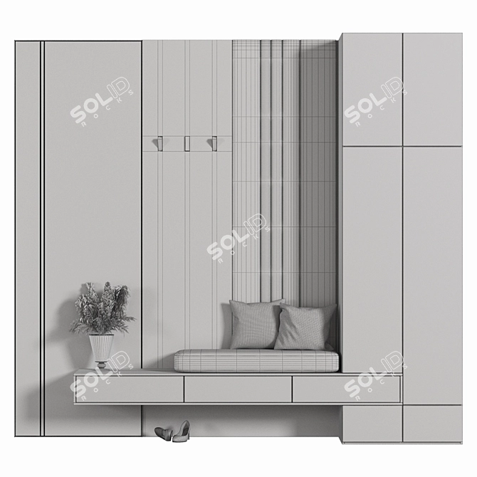 Premium Wood Wardrobe Furniture 3D model image 4