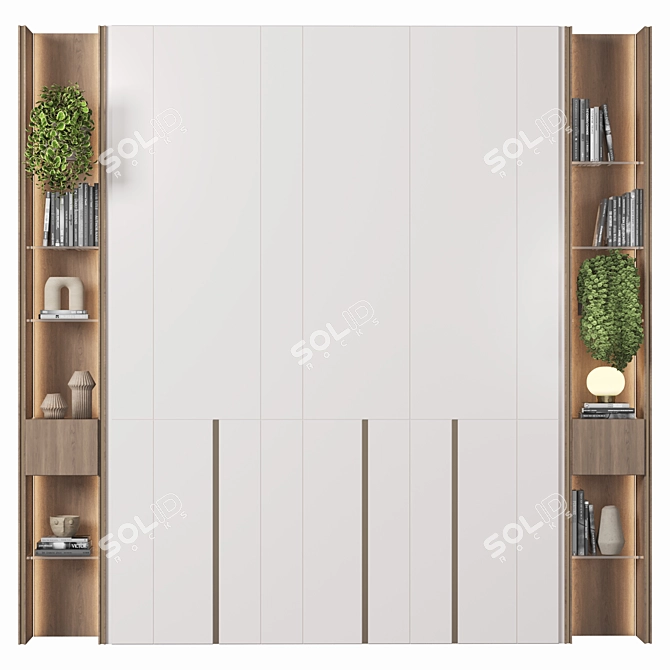 Premium Wood Wardrobe Furniture 3D model image 6