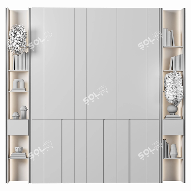 Premium Wood Wardrobe Furniture 3D model image 8