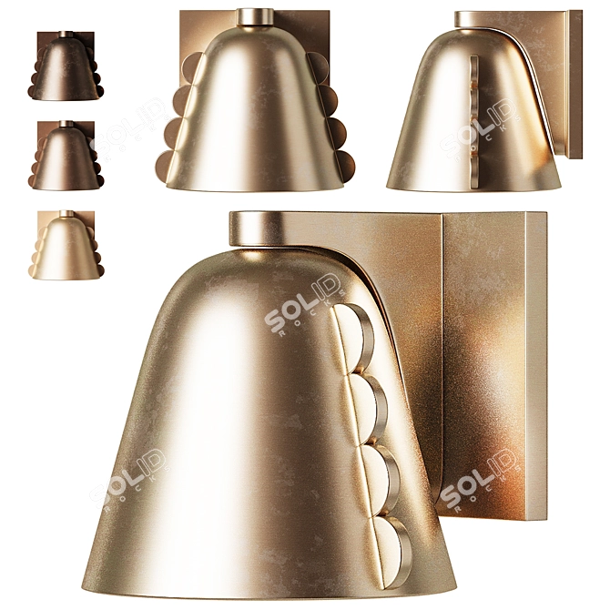 Modern Brass Wall Lamp Sconce 3D model image 4