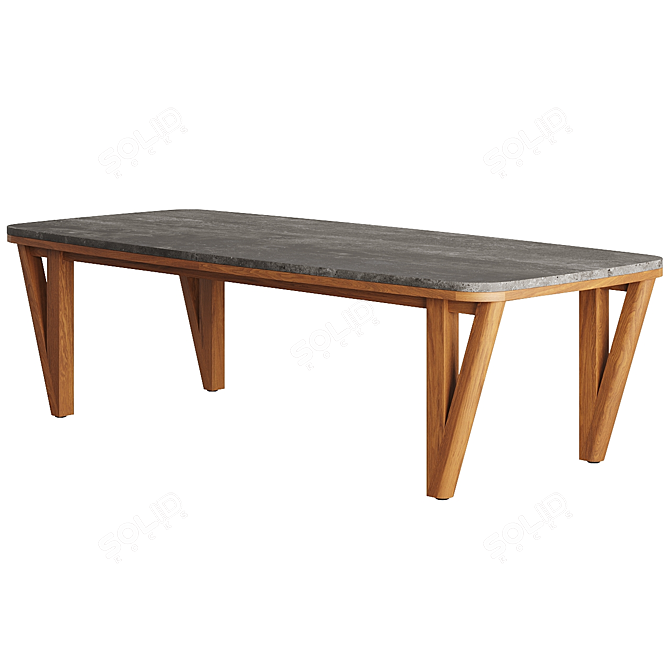 Luxurious Bluestone Teak Outdoor Table 3D model image 1