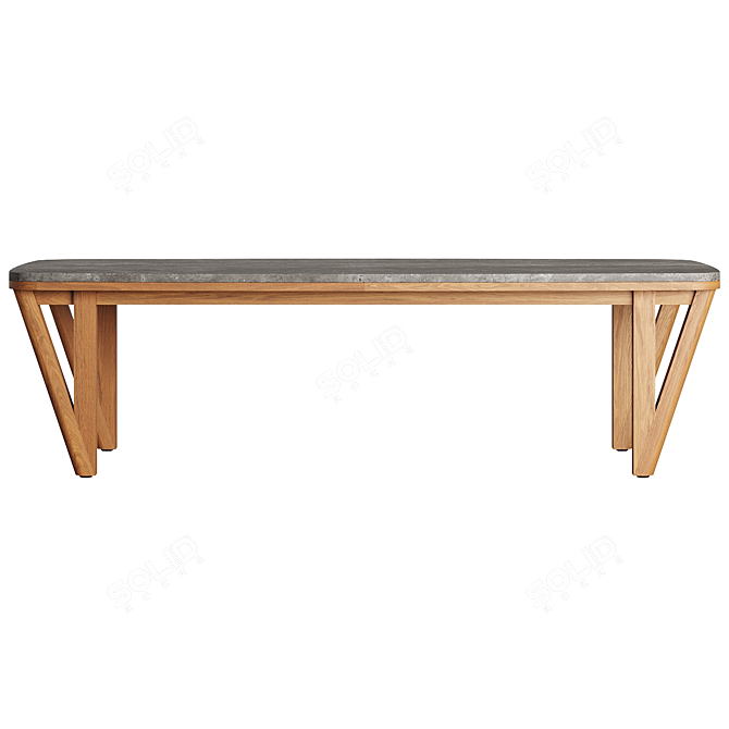 Luxurious Bluestone Teak Outdoor Table 3D model image 2