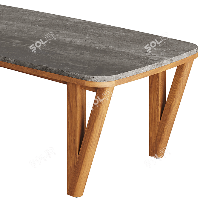 Luxurious Bluestone Teak Outdoor Table 3D model image 3