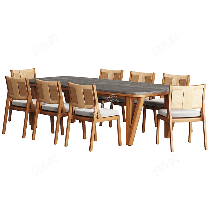 Roc Outdoor Dining Set 3D model image 1