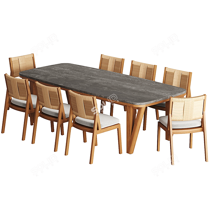 Roc Outdoor Dining Set 3D model image 8