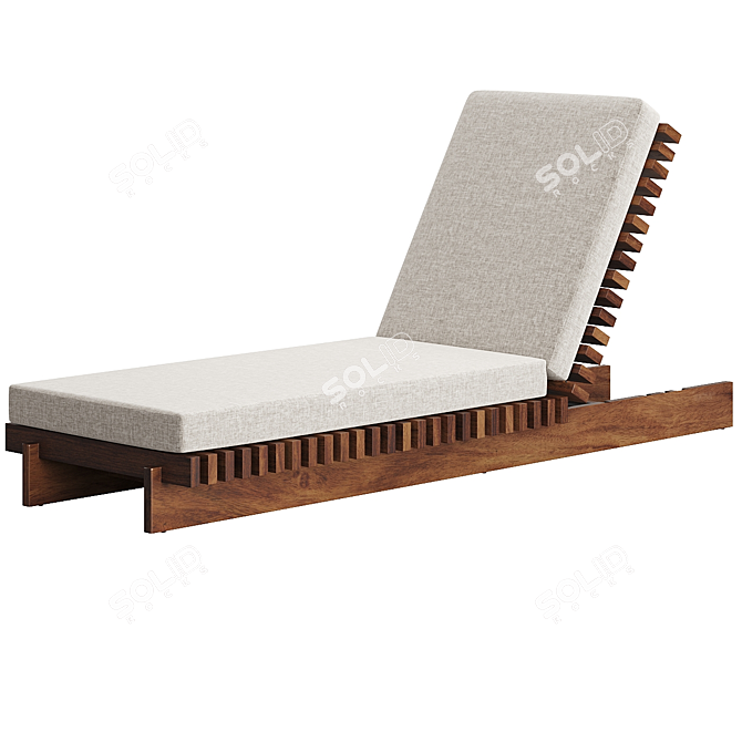 Contemporary Teak Sun Lounger with Adjustability 3D model image 1